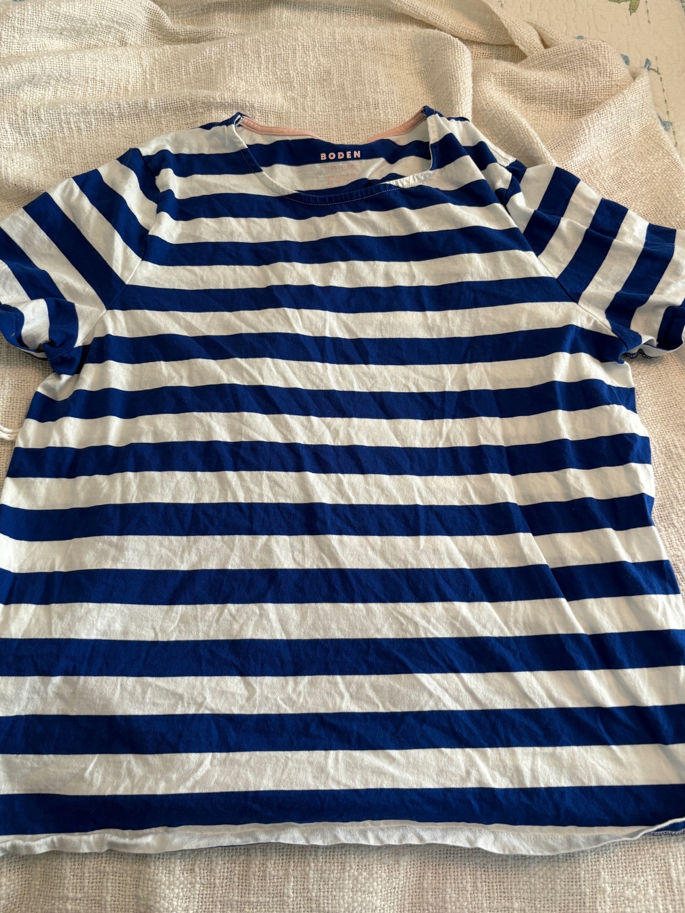 Boden Women’s Navy and White Striped Top US size 10